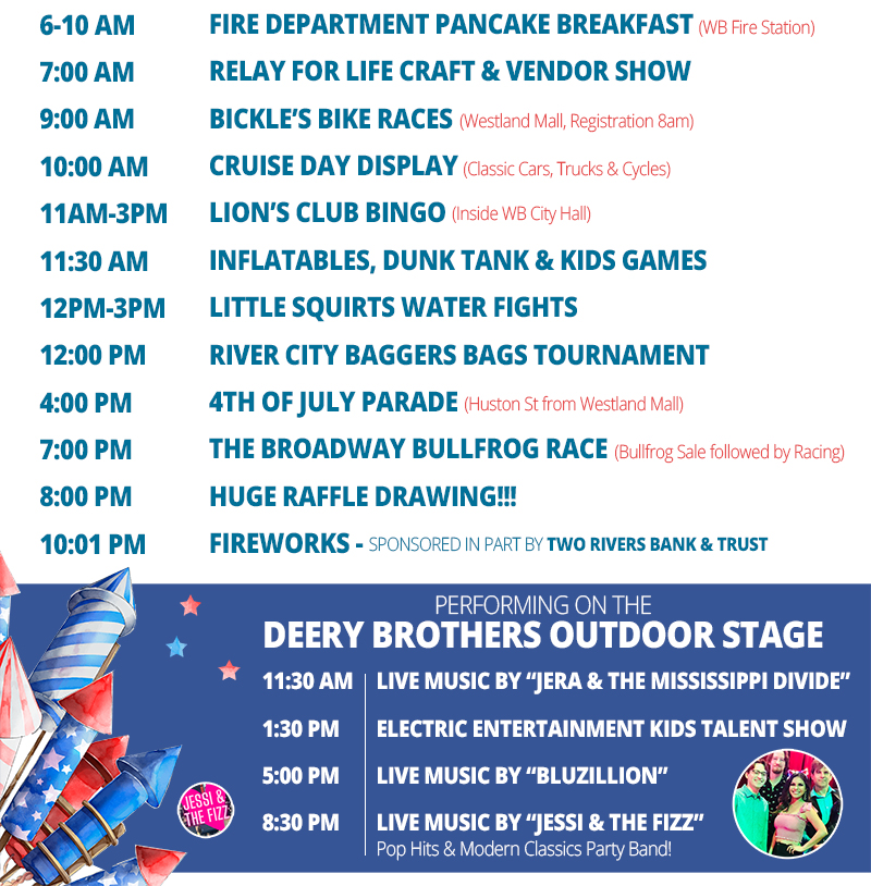 4th of July Event Calendar
