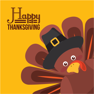 This image contains Happy Thanksgiving Text with the picture of a Turkey