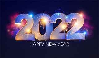 Image with Text 2022 and Happy New-year with fireworks.